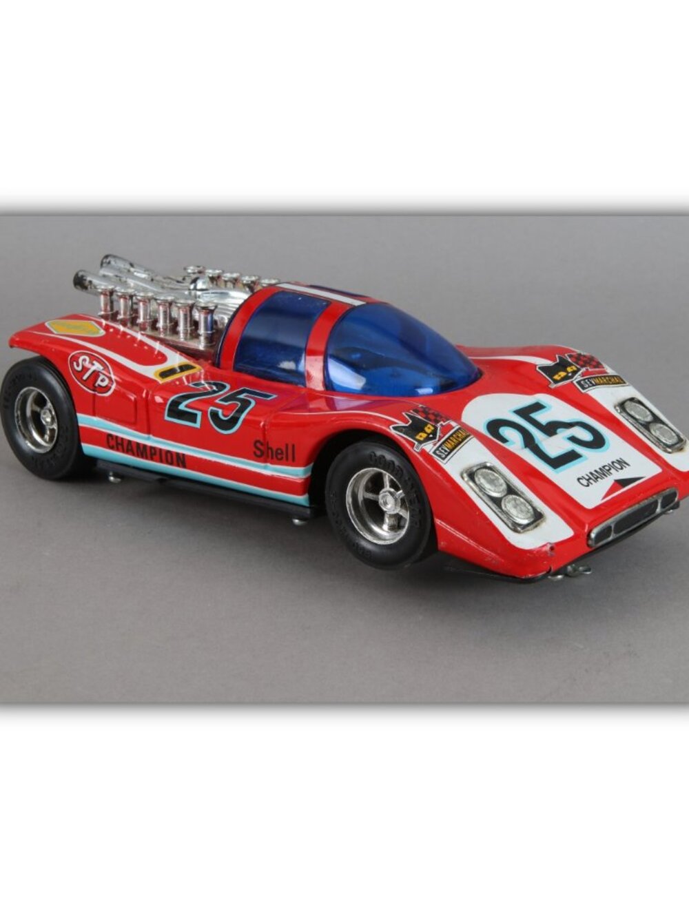 INTERPUR Bump N Go battery operated tin toy race car PORSCHE 917 NOT WORKING
